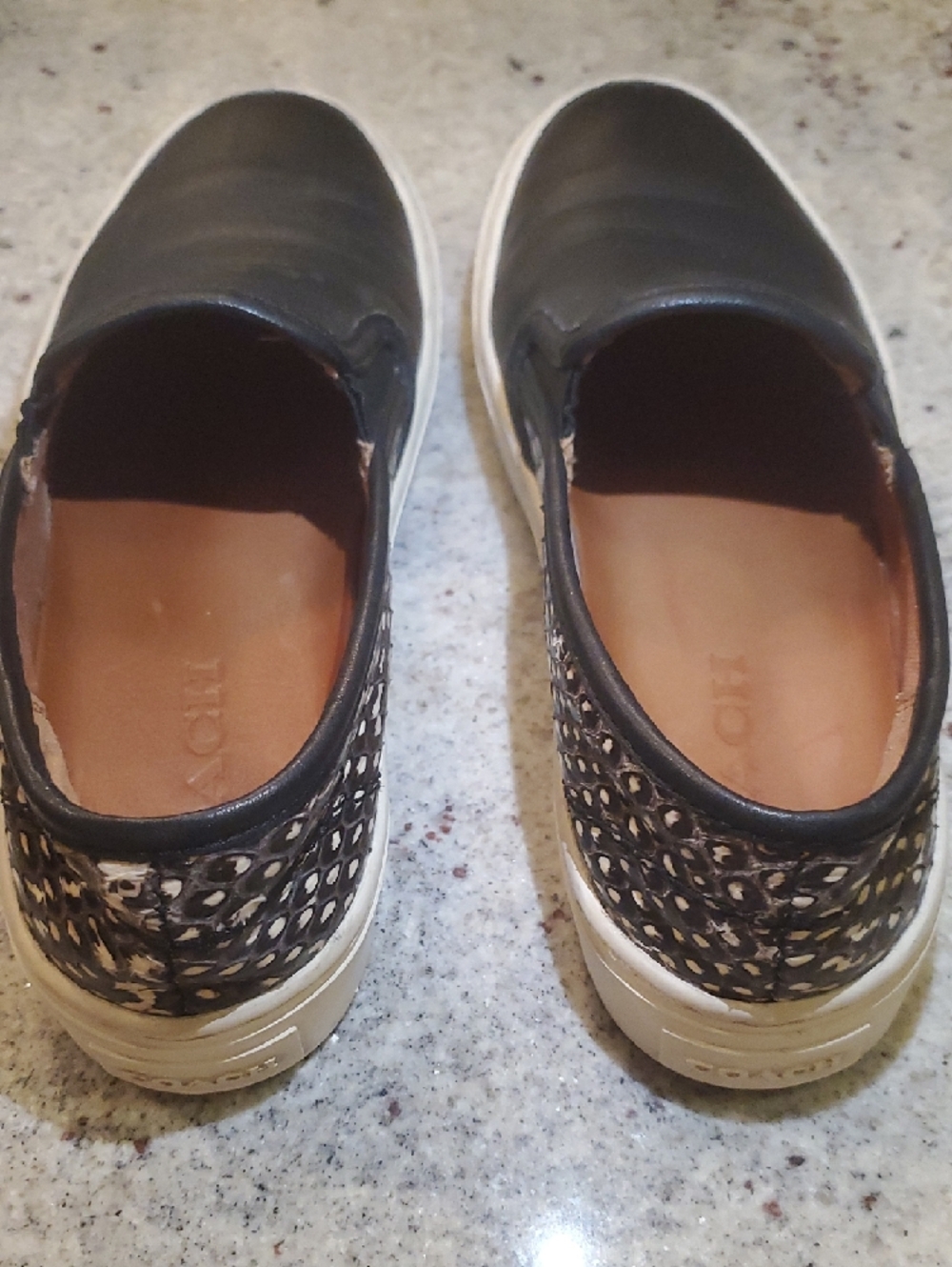 Coach Cameron Black Leather Snakeskin Slip-On Women's Loaafer Shoes Size 5 - Picture 3 of 9